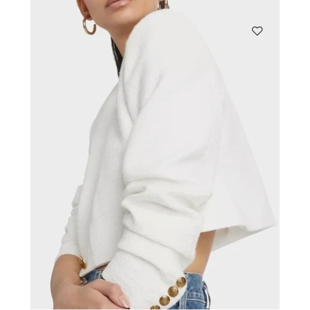 Citizens of Humanity Pia Cropped Jacket Sz Medium White Tweed Boxy Office - Picture 5 of 16